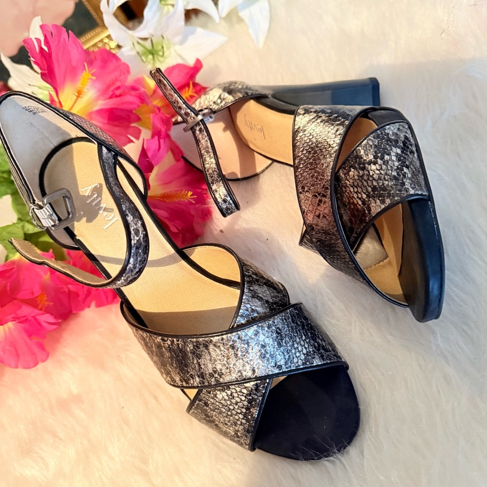 Levity Black and Gray Snakeskin Heels - Picture 3 of 16